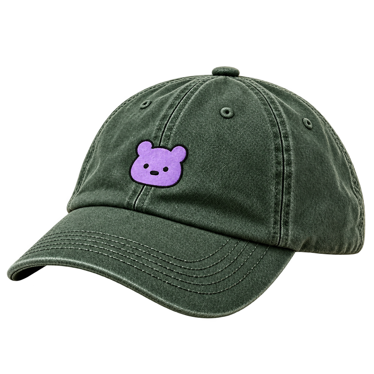 Forest green cap with embroidered Gumbo face